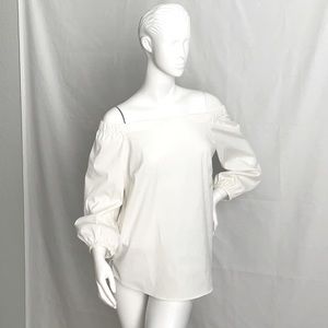 White house Black Market off the shoulder with exposed zipper in the back.